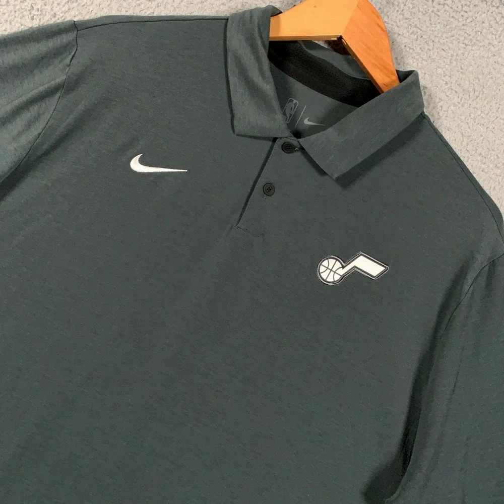 Nike Utah Jazz Team Issued Polo Shirt Men's Large L Grey Spotlight NBA NEW NWT